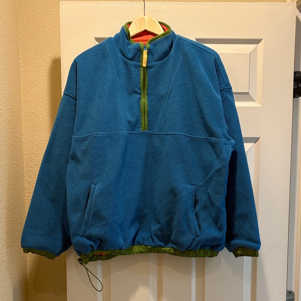GAP x Sean Wotherspoon Oversized Reversible Fleece, Orange/Blue, Small
